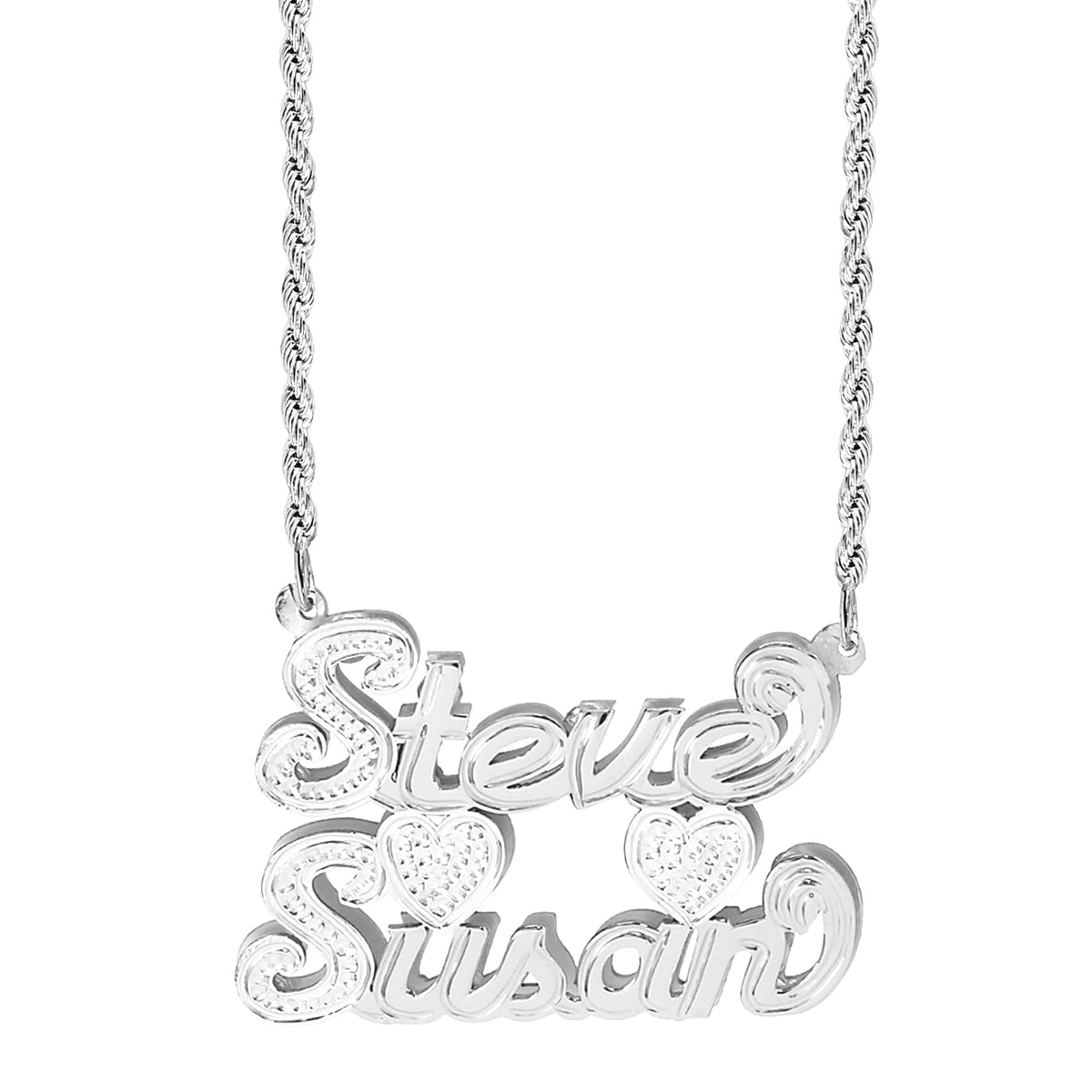 Double Plated Name Necklace - Couples - Best Friends
