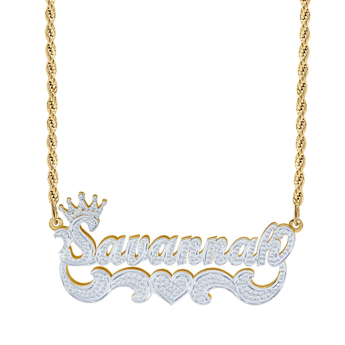 Personalized Crown Double Plated Name Necklace &quot;Savannah&quot;