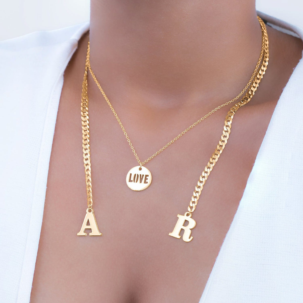 Gold Plated / Link Chain Copy of Khloe &amp; Violet Heart Name Necklace