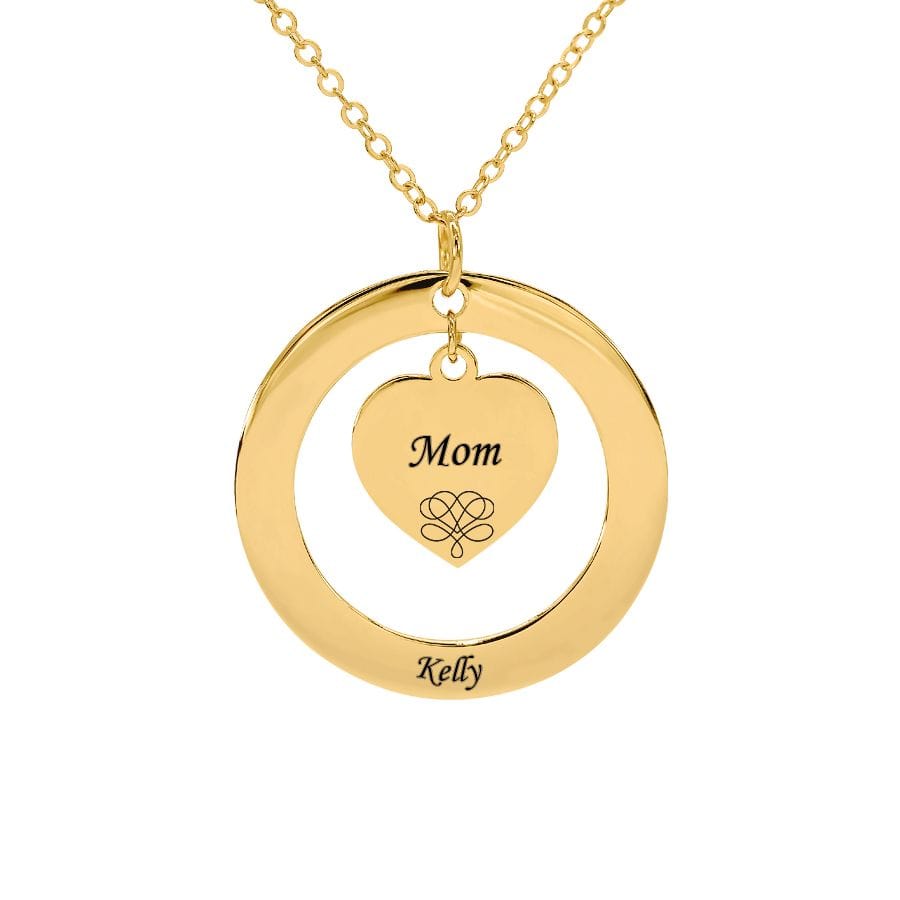 1 Name / Mom / Silver Plated Mom/Grandma Heart Name Necklace