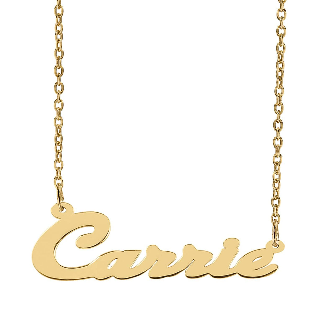 10K Solid Gold / Link Chain Solid Gold Script Name Necklace &quot;Carrie&quot;