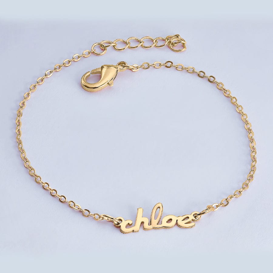 14K Gold over Sterling Silver / 5" / Link Chain Kid's Mini Name Bracelet