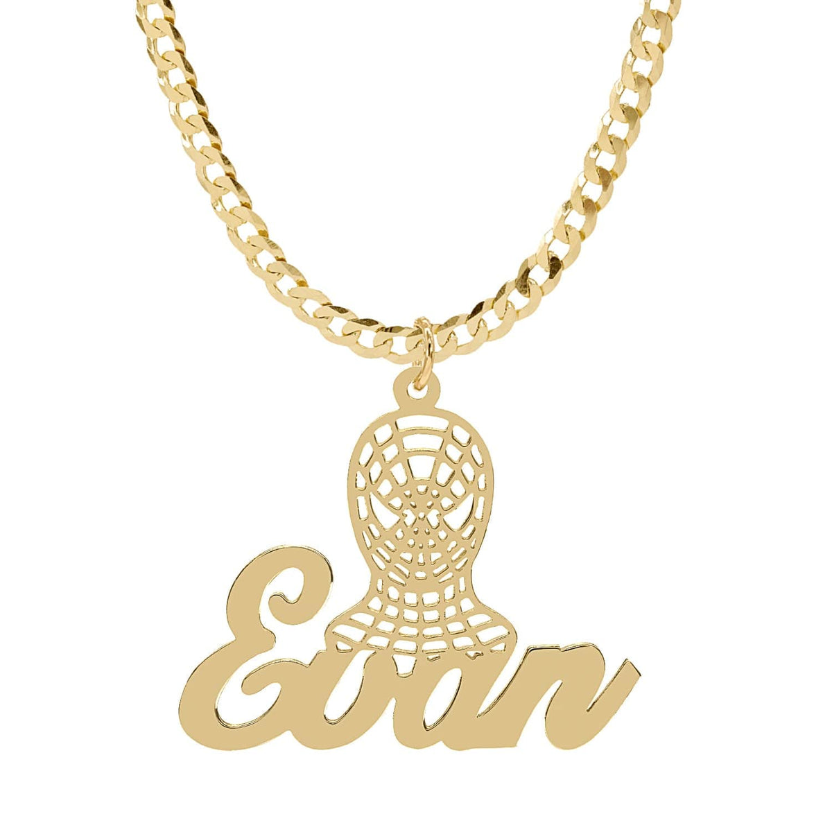 14K Gold over Sterling Silver / Cuban Chain Copy of Personalized Name necklace with Diamond Cut &quot;Sekani&quot;