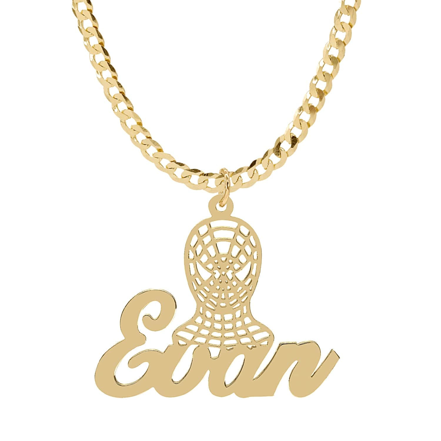 14K Gold over Sterling Silver / Cuban Chain Copy of Personalized Name necklace with Diamond Cut "Sekani"