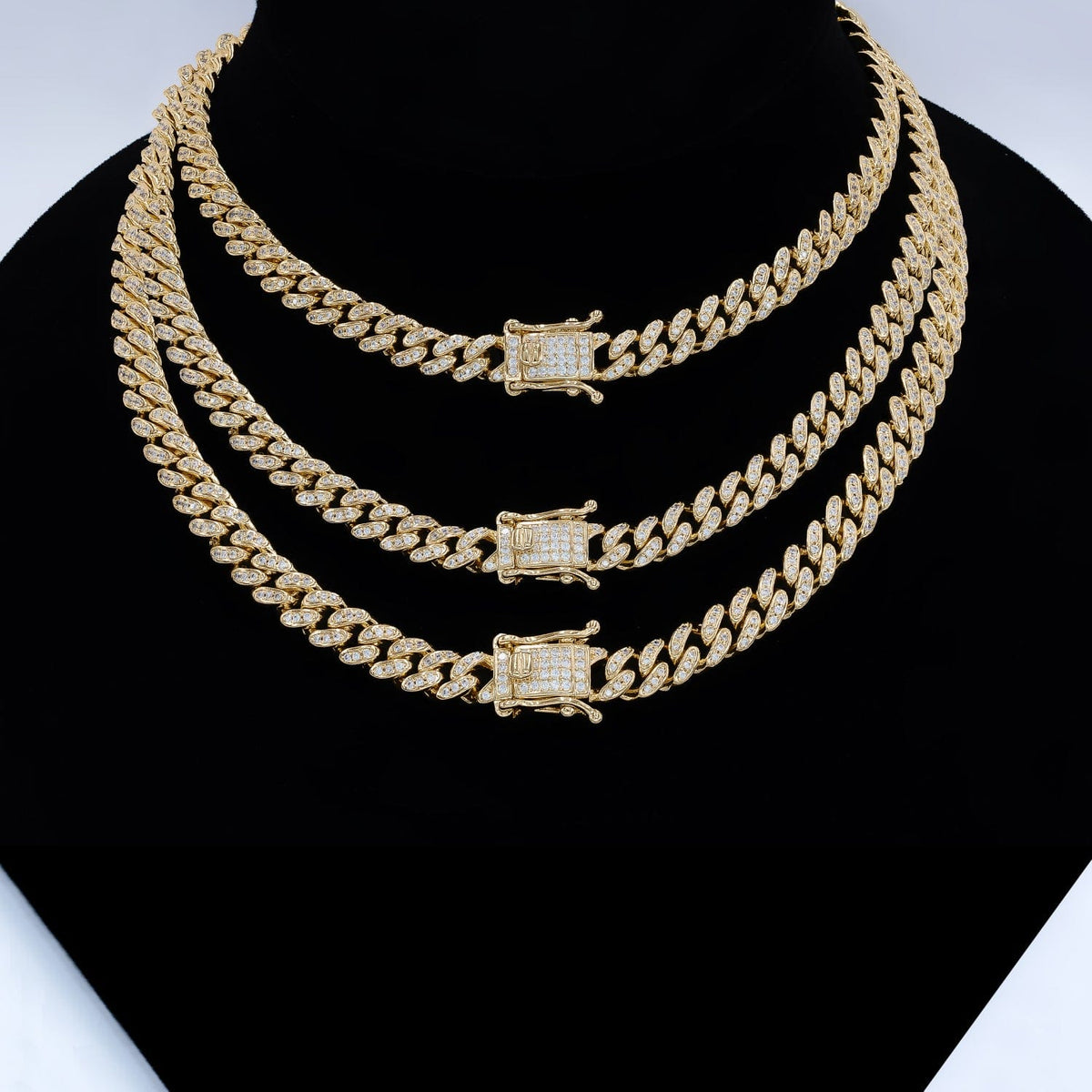 14k Gold Plated / 18&quot; ICED OUT CUBAN CHAIN