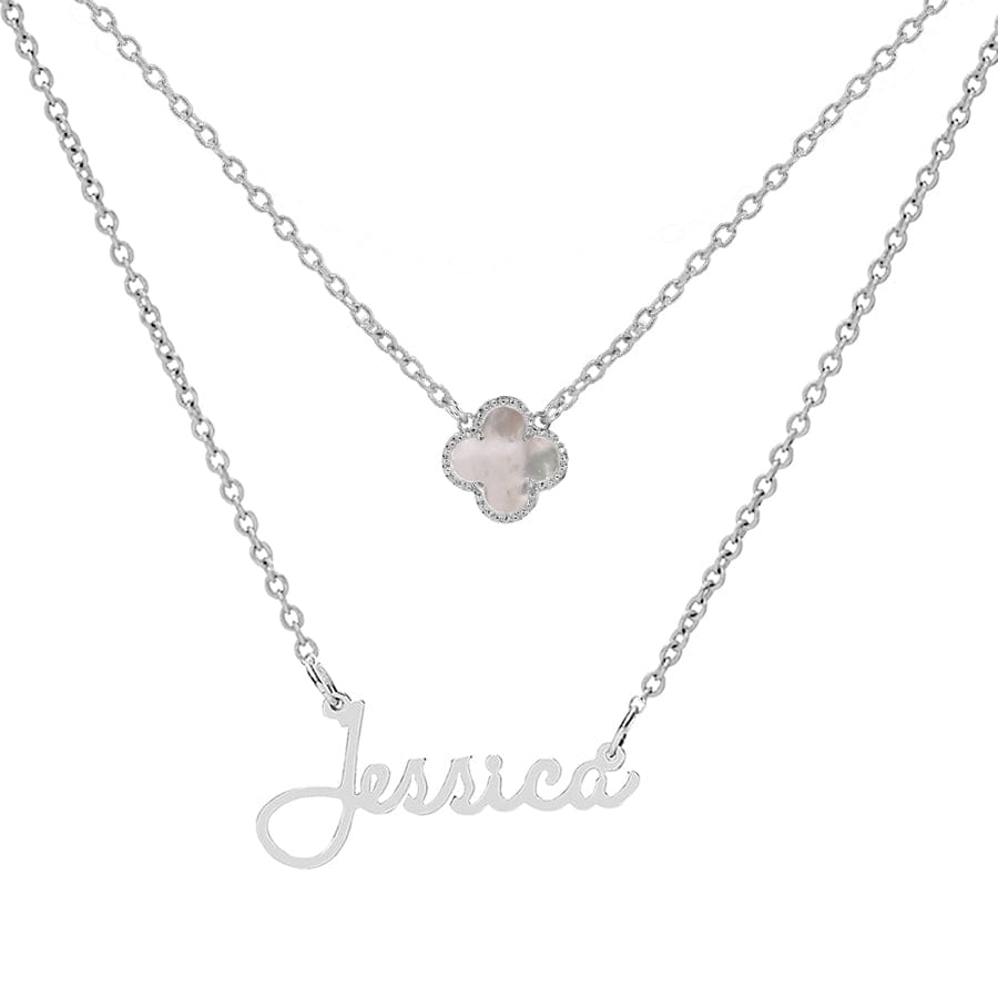 Clover Upgrade / Silver Plated &quot;Jessica&quot; Necklace with Motif