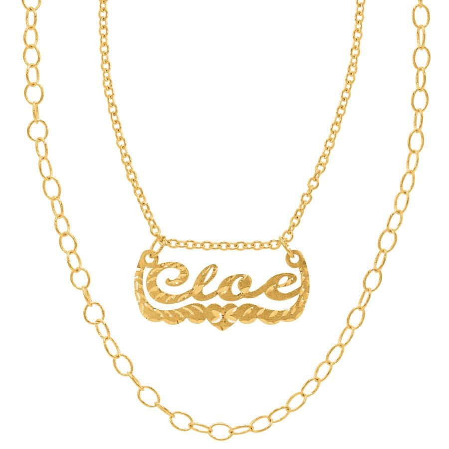 Gold Plated / 16&quot; - 20&quot; Celebrity Inspired Double Chain Name Necklace