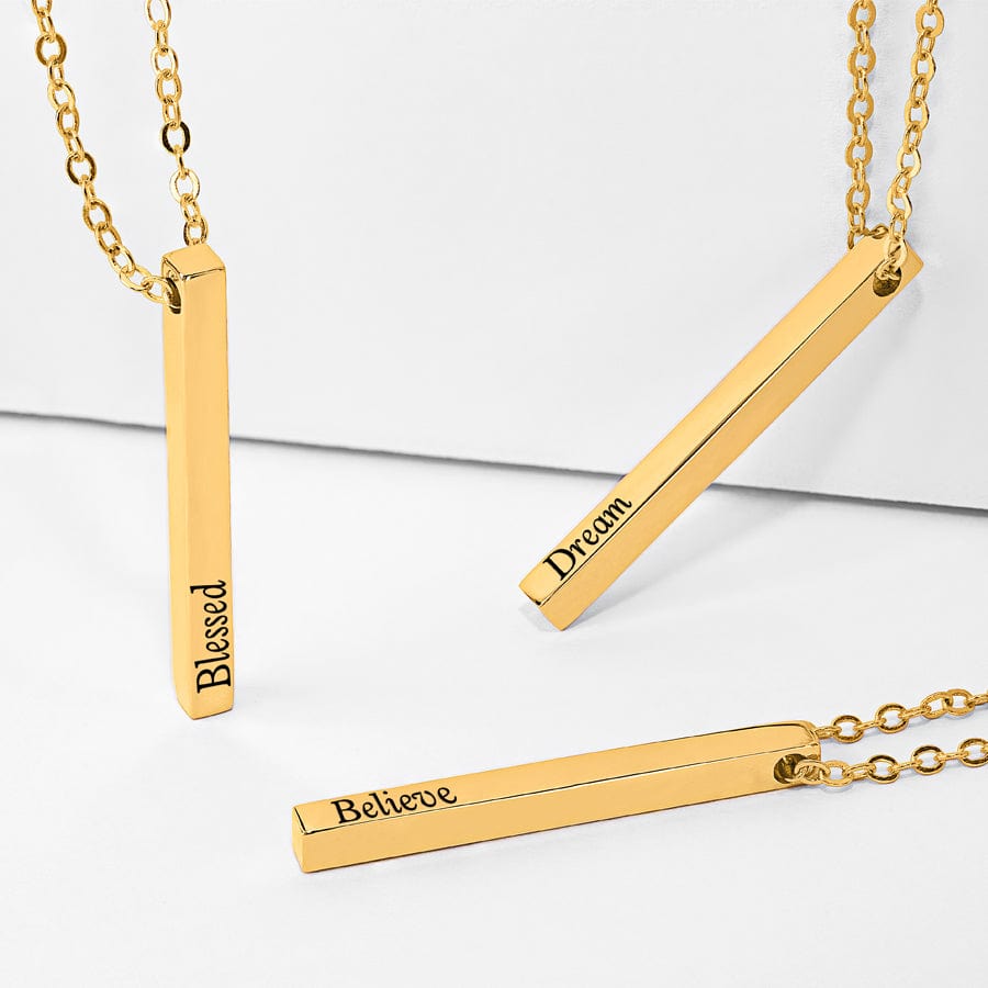 Gold Plated 3 Hanging Bar Necklaces with Statement