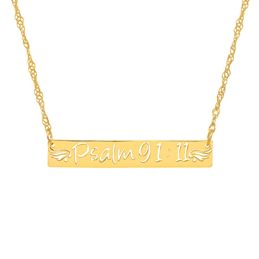 Gold Plated / Link Chain Guardian Angels Cut Out  Necklace