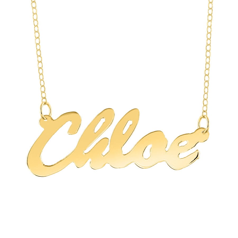 Gold Plated / Link Chain Script Name Necklace &quot;Chloe&quot;