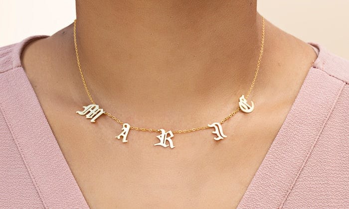 Old English Hanging Name Necklace