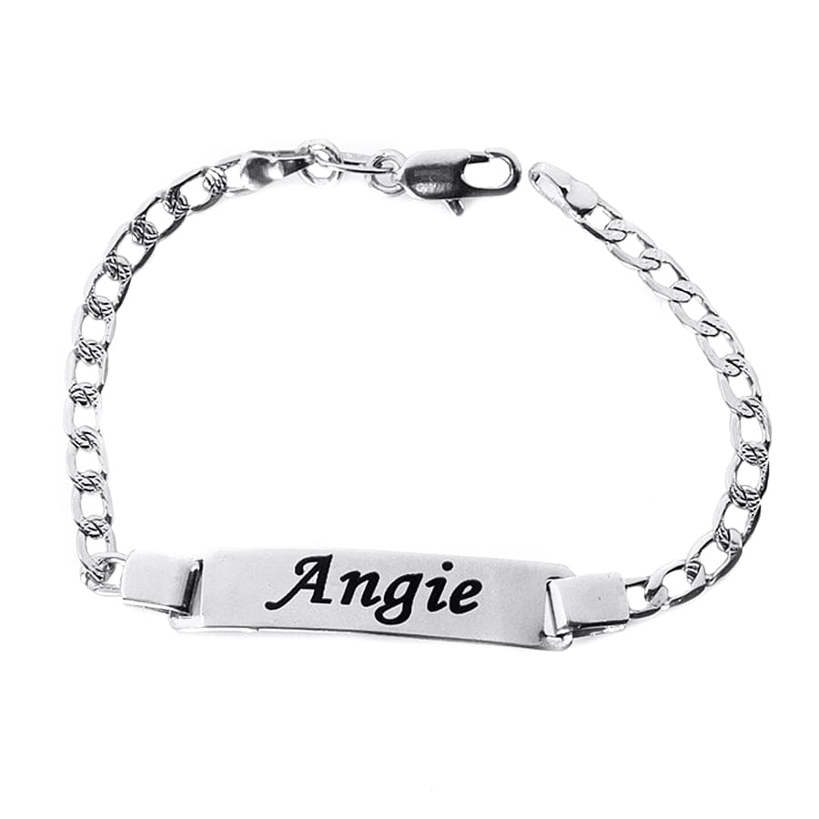 Silver Plated / 5&quot; Engraved Baby Bracelet