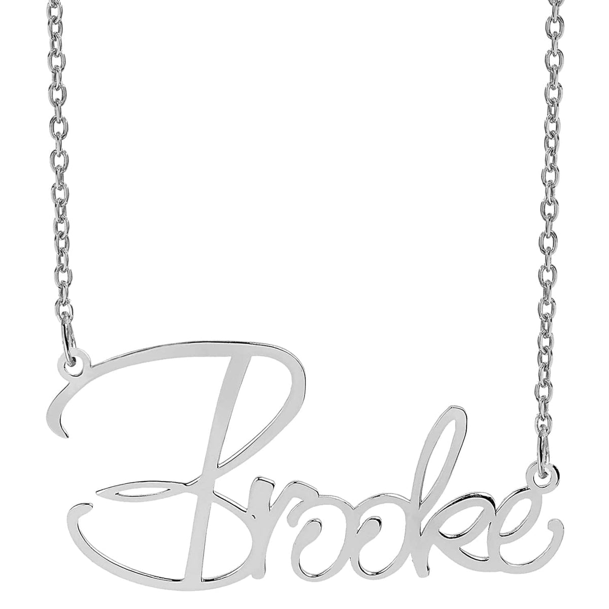 Silver Plated / Link Chain &quot;Brooke Style&quot; Name Plate Necklace