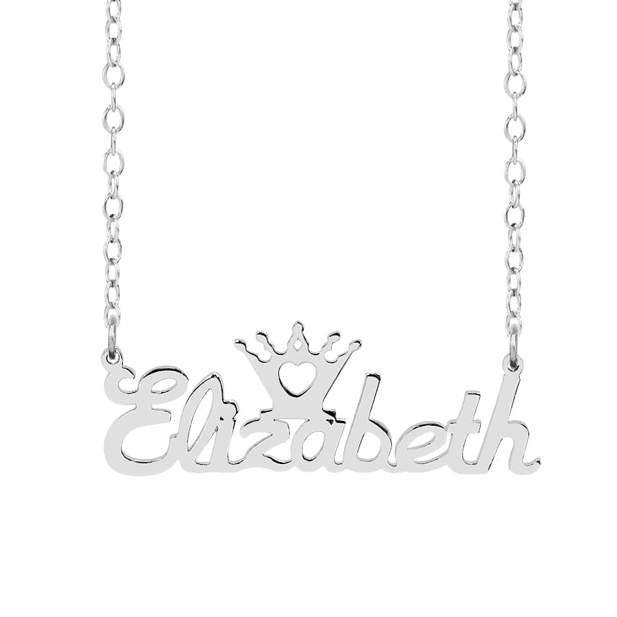Silver Plated / No Rhodium and No Jewel Personalized Crown Name Plate