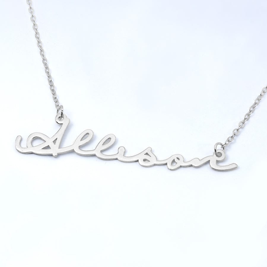 Silver Plated / Signature Name Necklace / 16&quot; Name Necklace of your choice with FREE 1.5&quot; Initial Necklace!