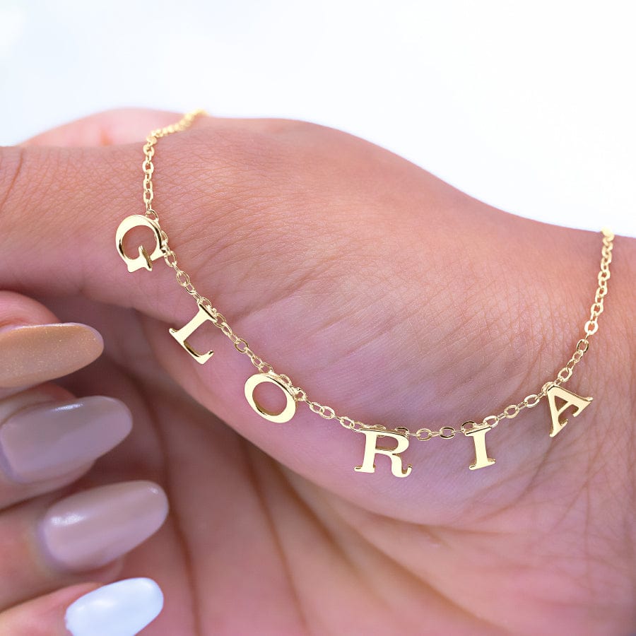Solid Gold Spaced Letter Name Necklace