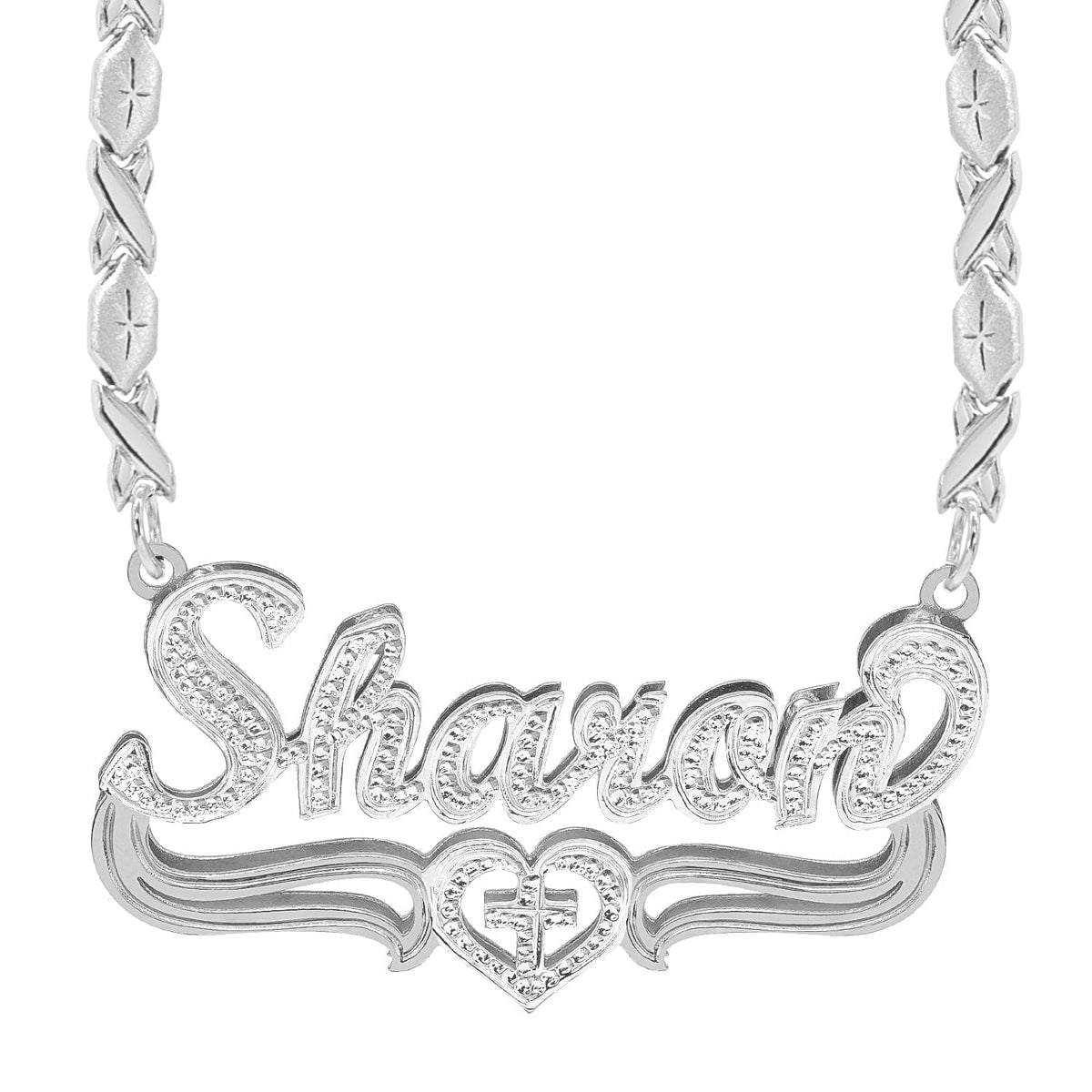 Sterling Silver / Xoxo Chain Copy of Double Plated Nameplate Necklace &quot;Jessica&quot;