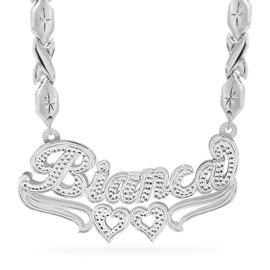 Sterling Silver / Xoxo Chain Double Plated Nameplate Necklace &quot;Bianca&quot;