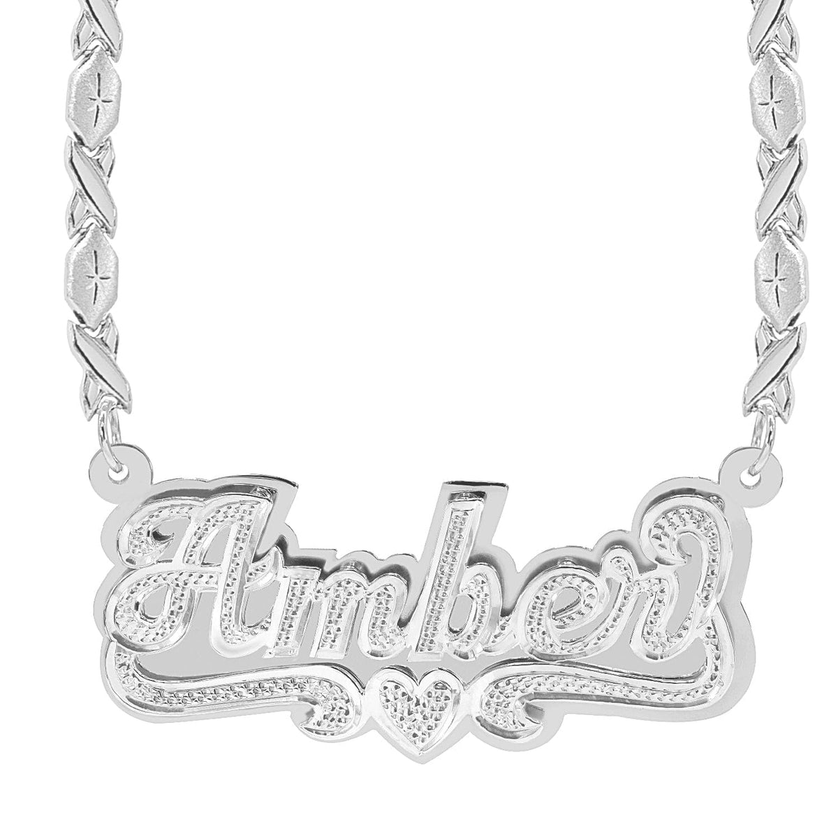 Sterling Silver / Xoxo Chain Personalized Double Plated Name Necklace &quot;Amber&quot;