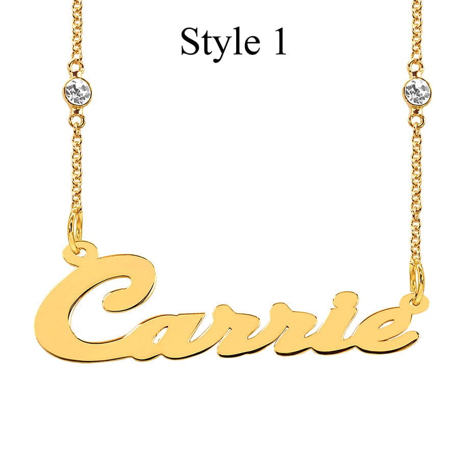 Style 1 / Gold Plated / Zirconia Chain Custom Name Necklace