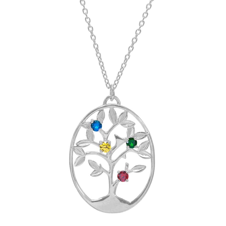 Style 1 / Sterling Silver Family Birthstones Pendant