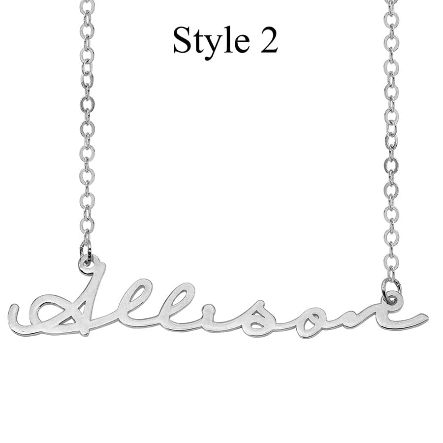 Style 2 / Silver Plated / Link Chain Custom Name Necklace