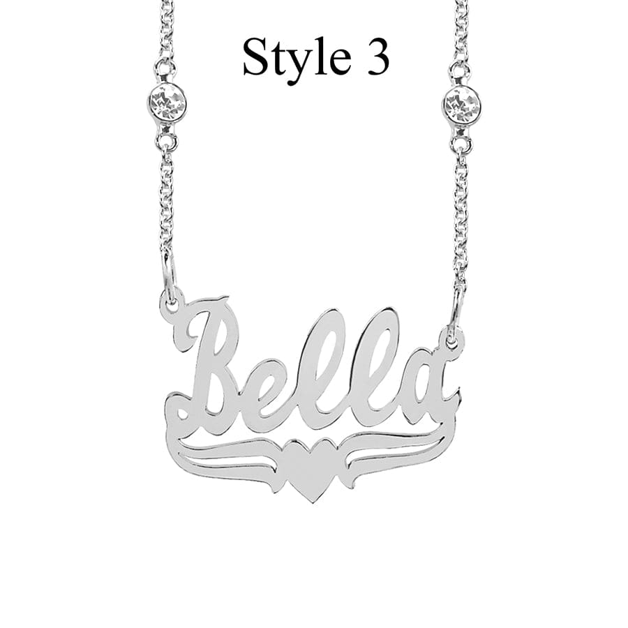 Style 3 / Silver Plated / Zirconia Chain Custom Name Necklace