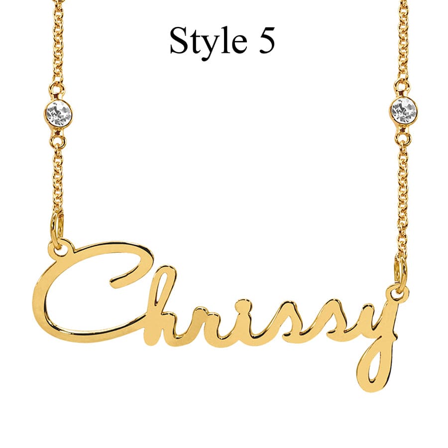 Style 5 / Gold Plated / Zirconia Chain Custom Name Necklace