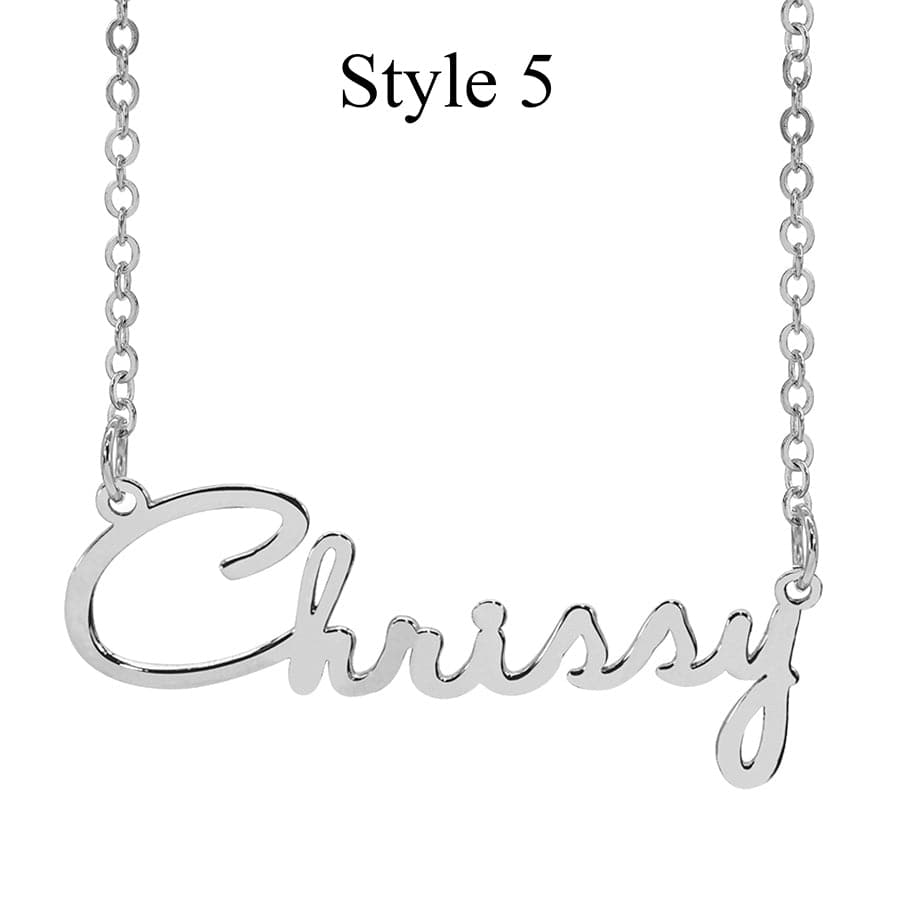 Style 5 / Silver Plated / Link Chain Custom Name Necklace