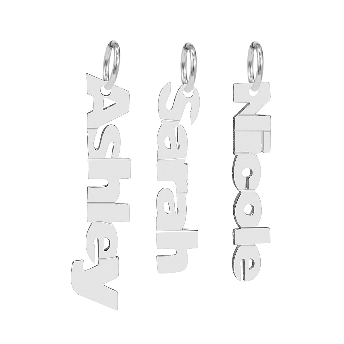 1 Pendant / Silver Plated Vertical Mini Name Pendant