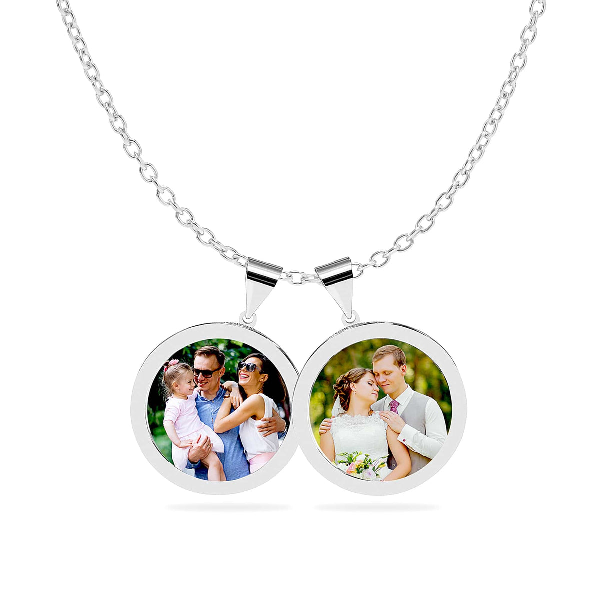 Multi-Pendants High Polished Round Photo Necklace