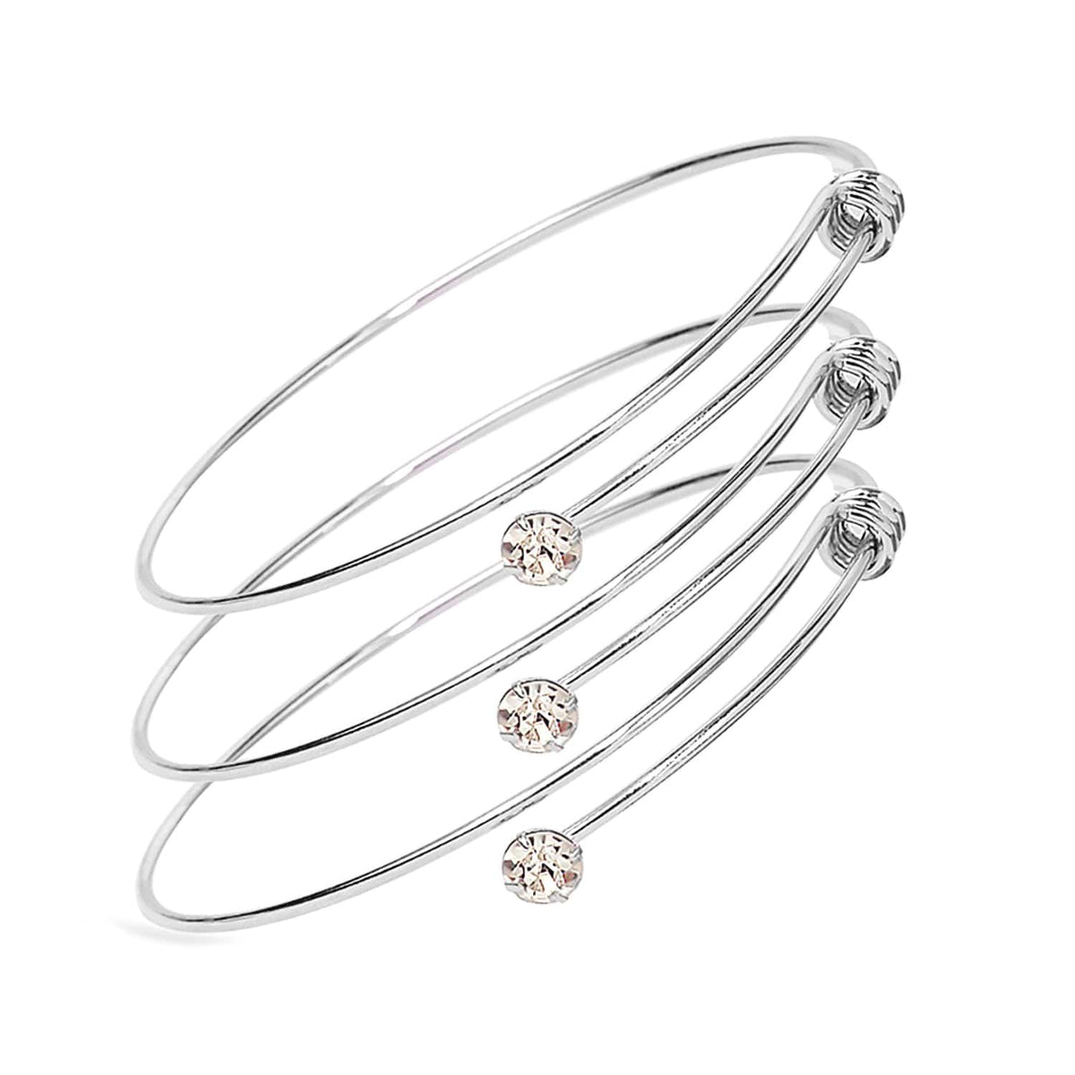 Adjustable Stainless Steel Bracelet with Zirconia Stones