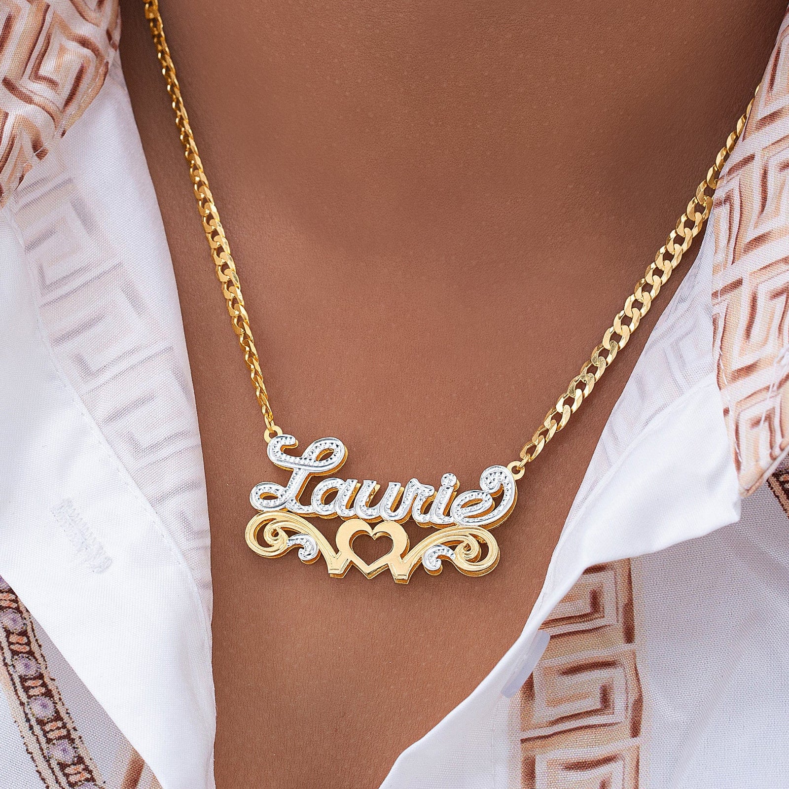 double nameplate name necklace laurie