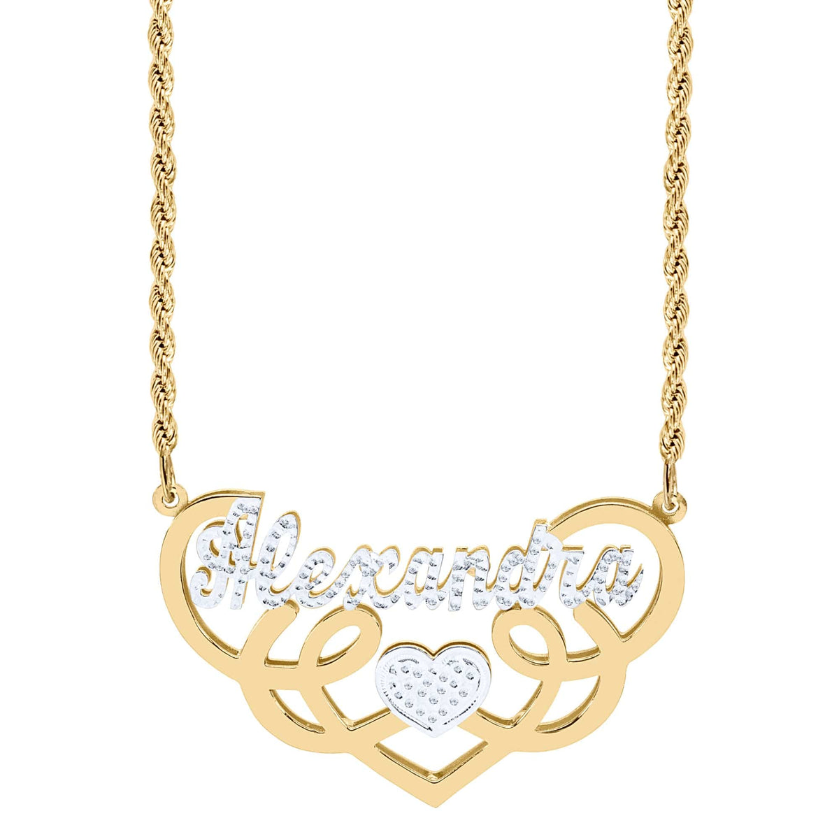 Fancy Double Plated Name Necklace &quot;Alexandra&quot;