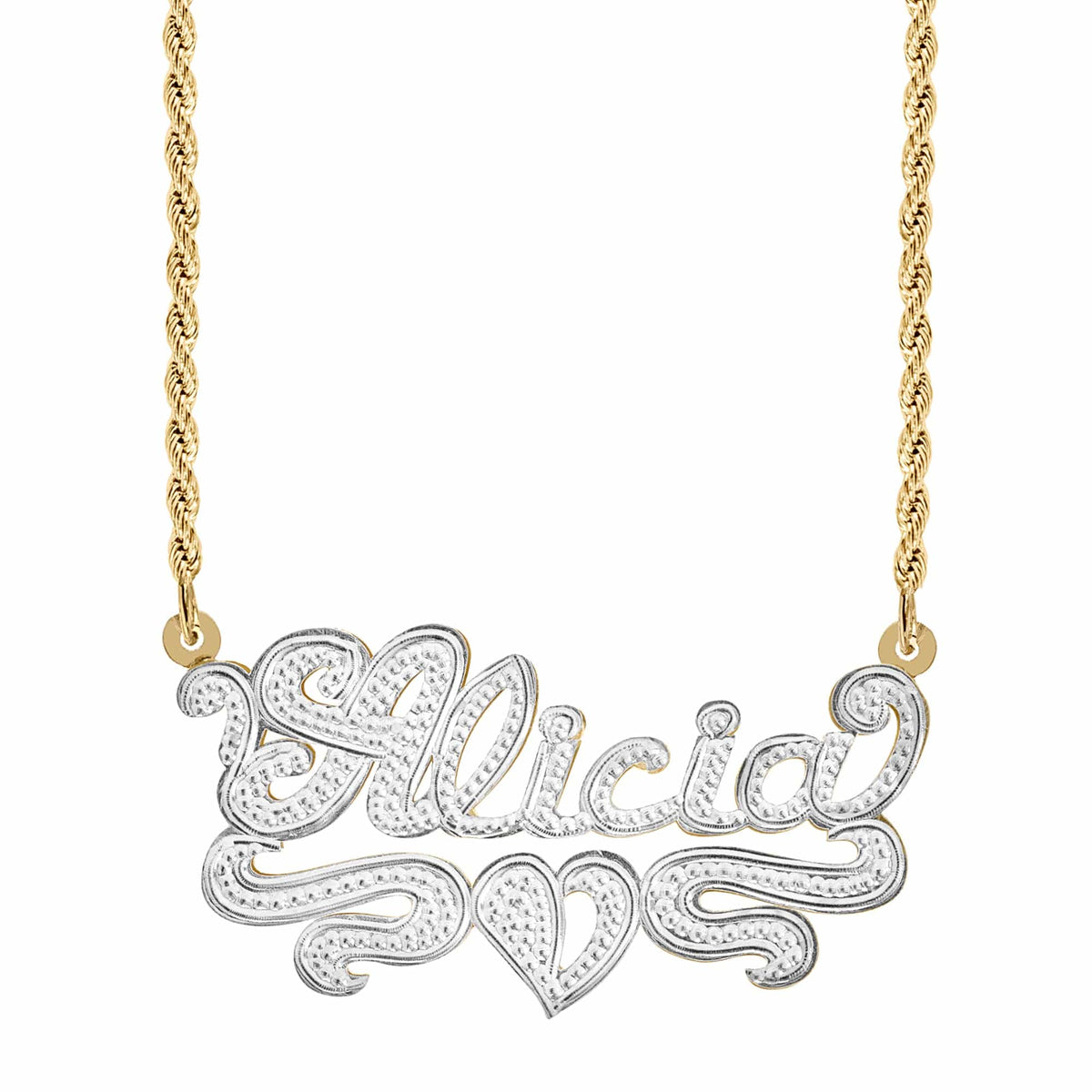 Custom Double Plated Name Necklace &quot;Alicia&quot;