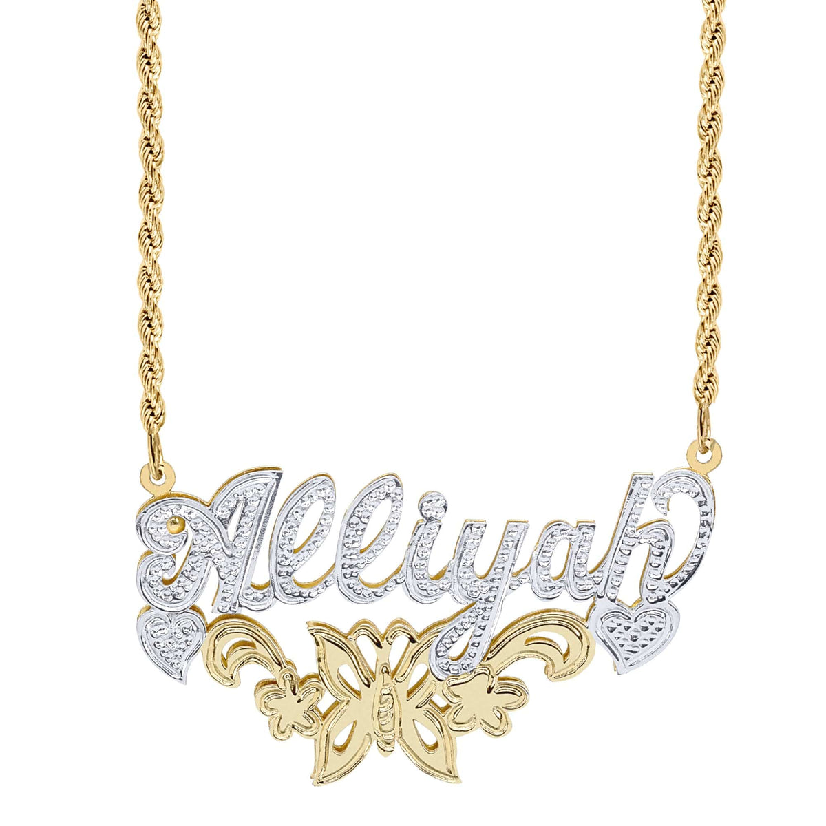 Butterfly Double Plated Name Necklace &quot;Alliyah&quot;