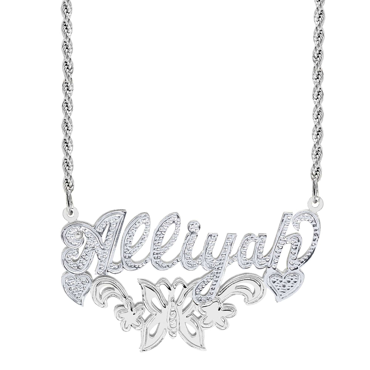 Butterfly Double Plated Name Necklace &quot;Alliyah&quot;