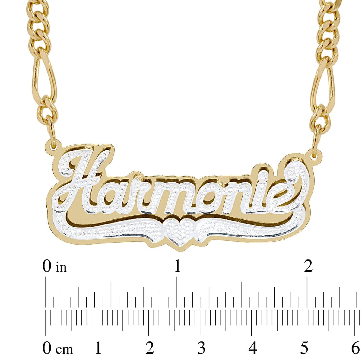 Double-plated Script Name Necklace with Beading/Rhodium. With Diamond Accent.