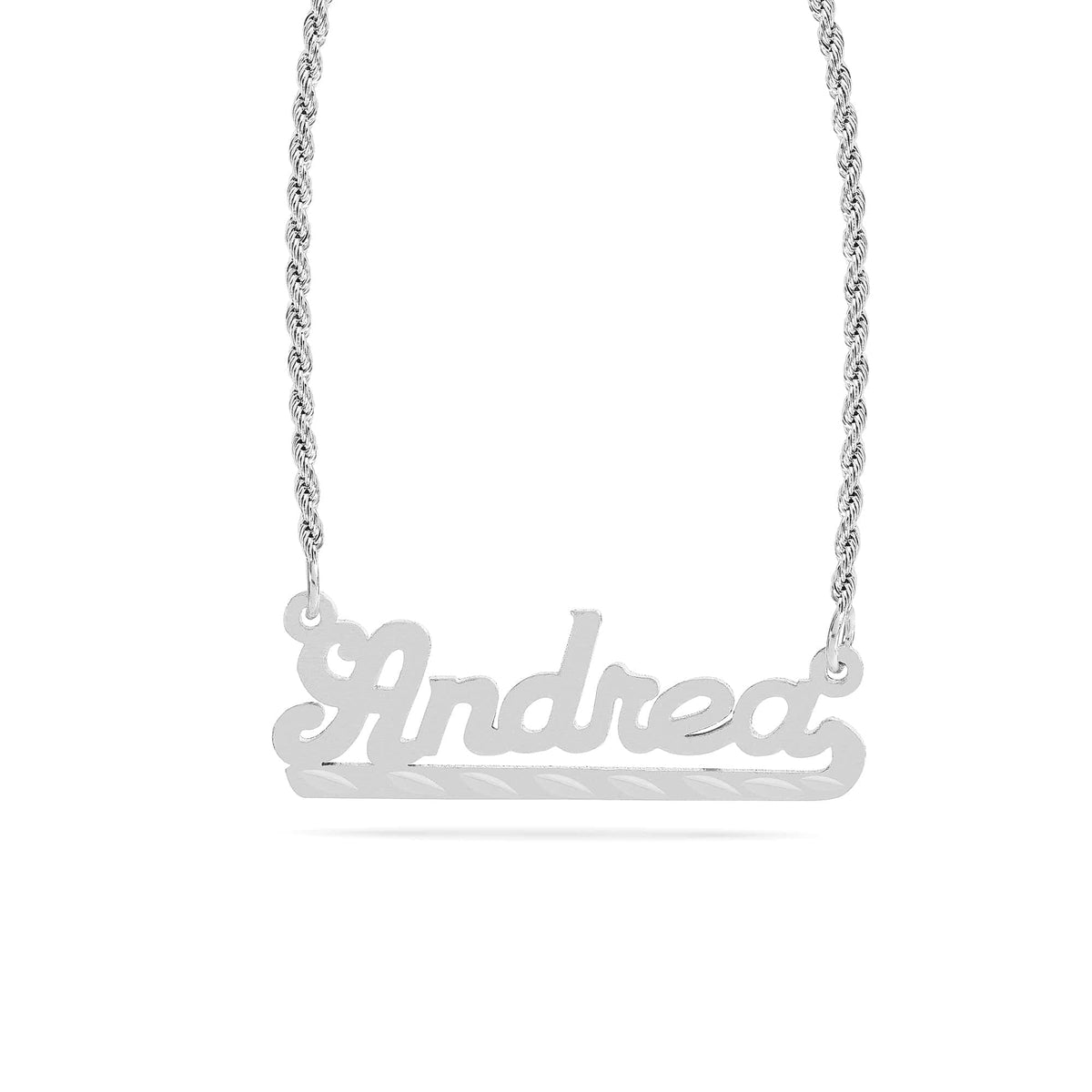 Personalized Name necklace with  Diamond Cut and Satin Finish &quot;Andrea&quot;