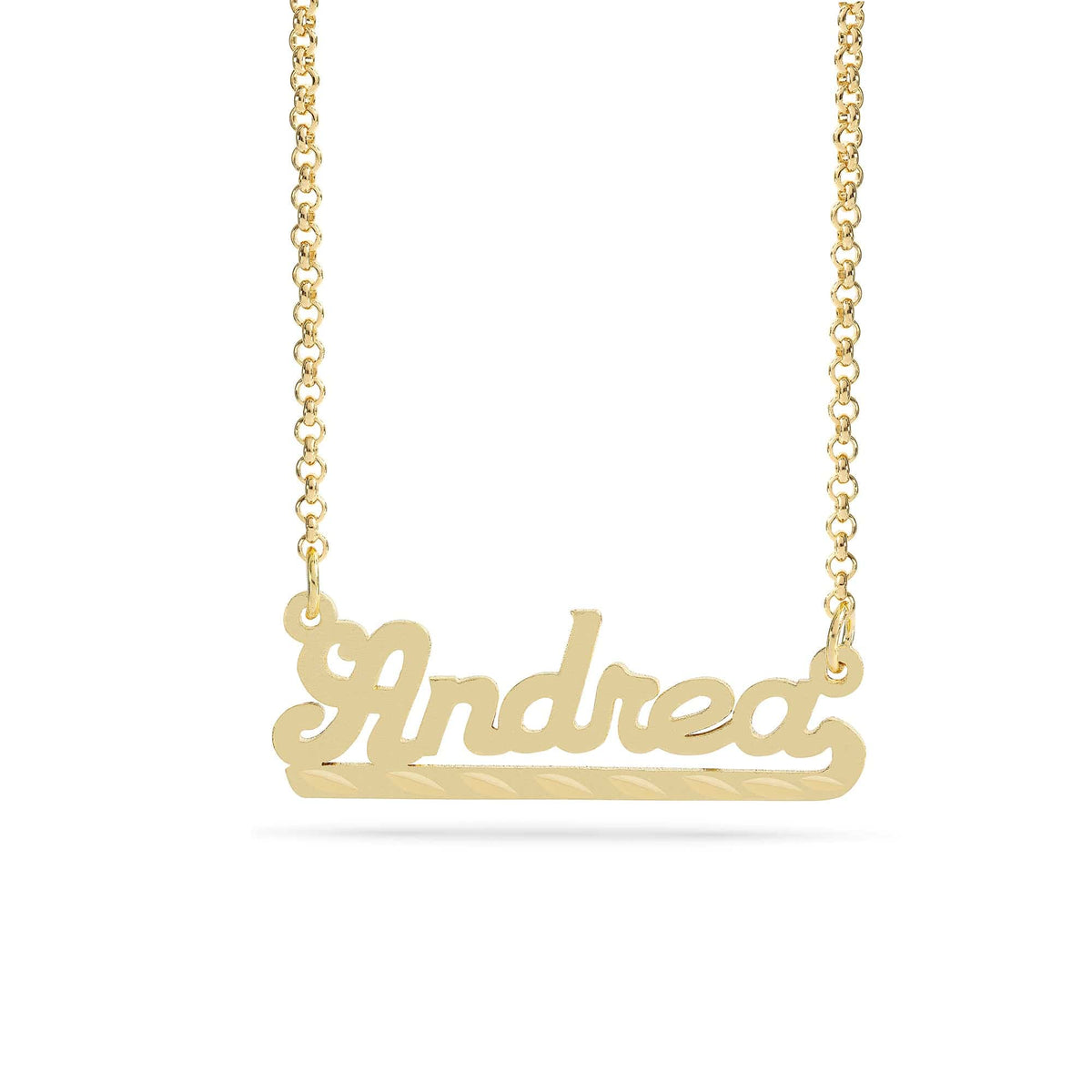 Personalized Name necklace with  Diamond Cut and Satin Finish &quot;Andrea&quot;