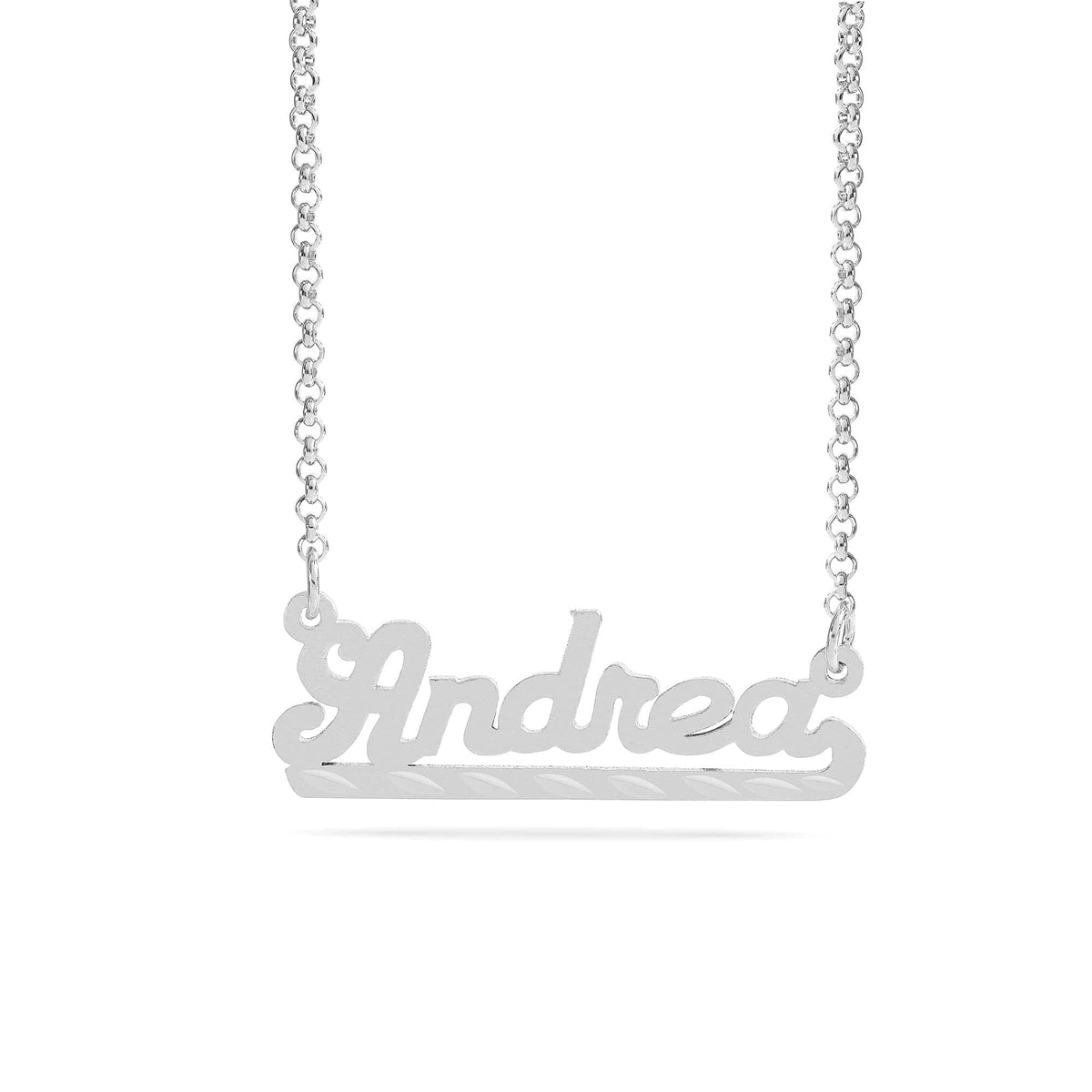 Personalized Name necklace with  Diamond Cut and Satin Finish &quot;Andrea&quot;
