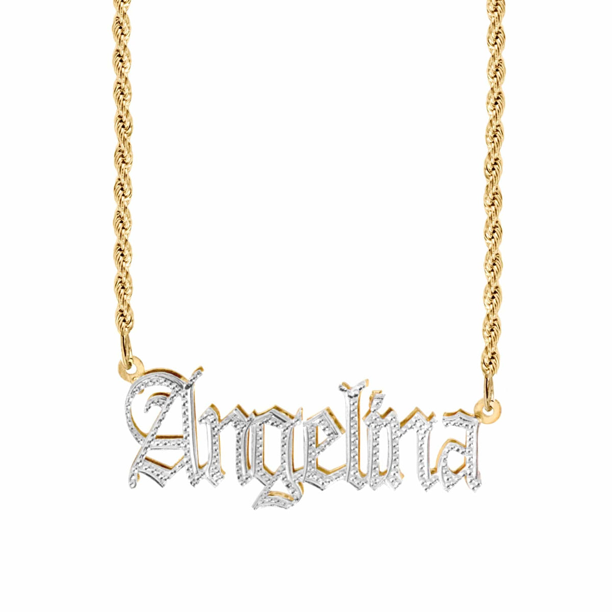 Custom Double Plated Name Necklace &quot;Angelina&quot;