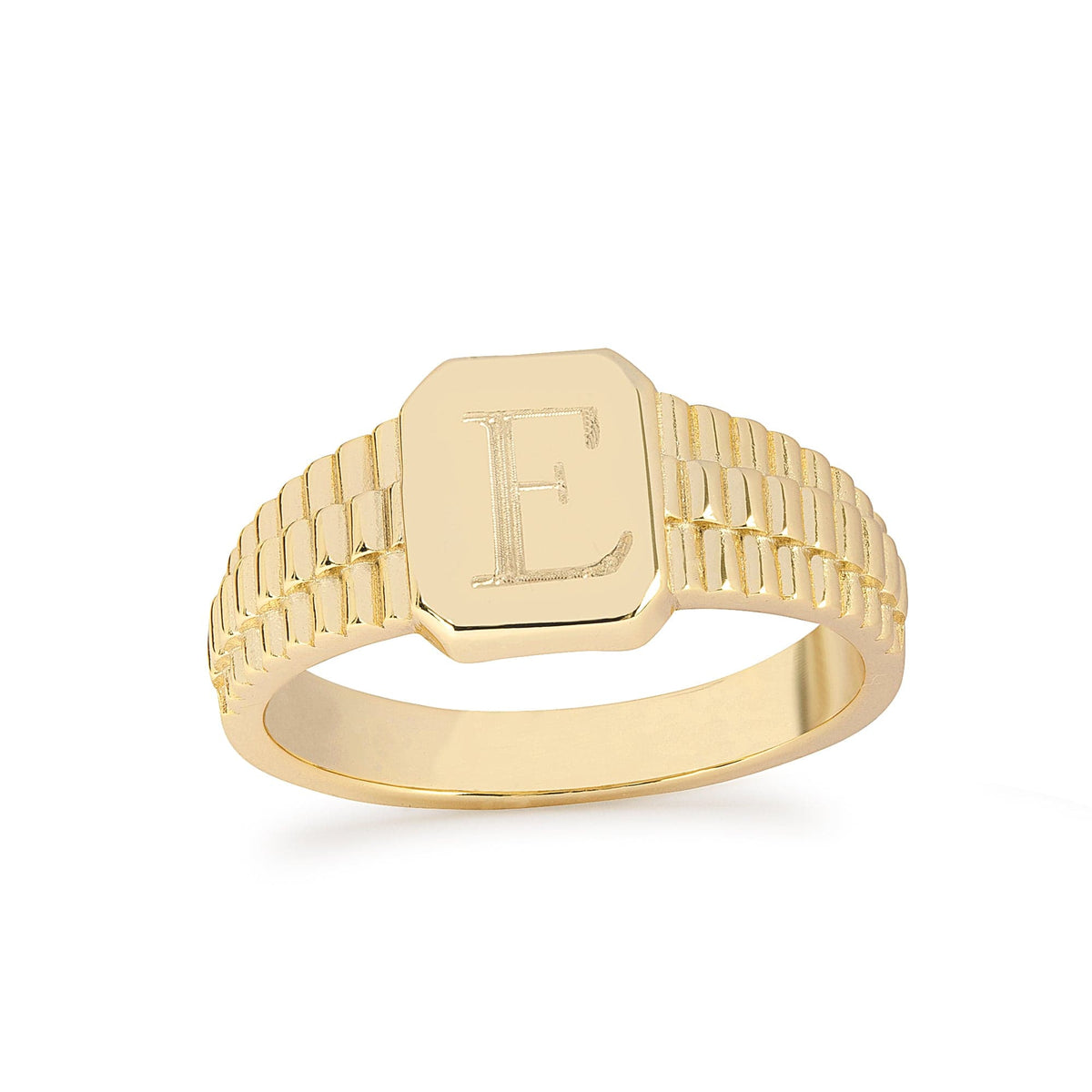 Mesh Ring with Engraving Initial