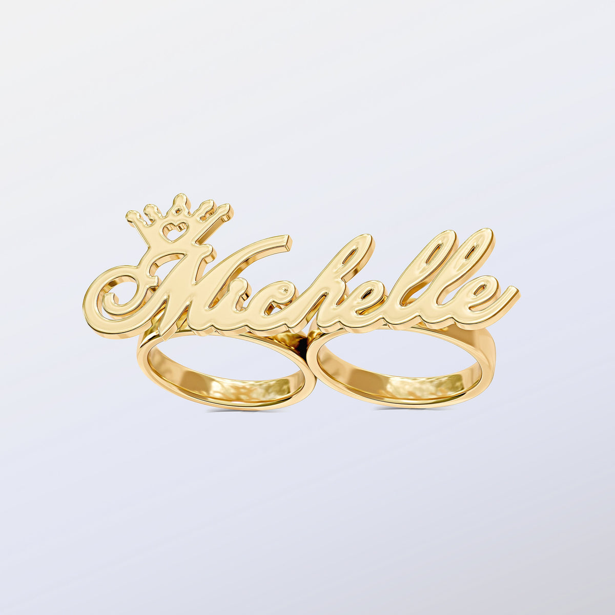 Personalized Two Finger Crown Name Ring  &quot;Michelle&quot; - Unisex