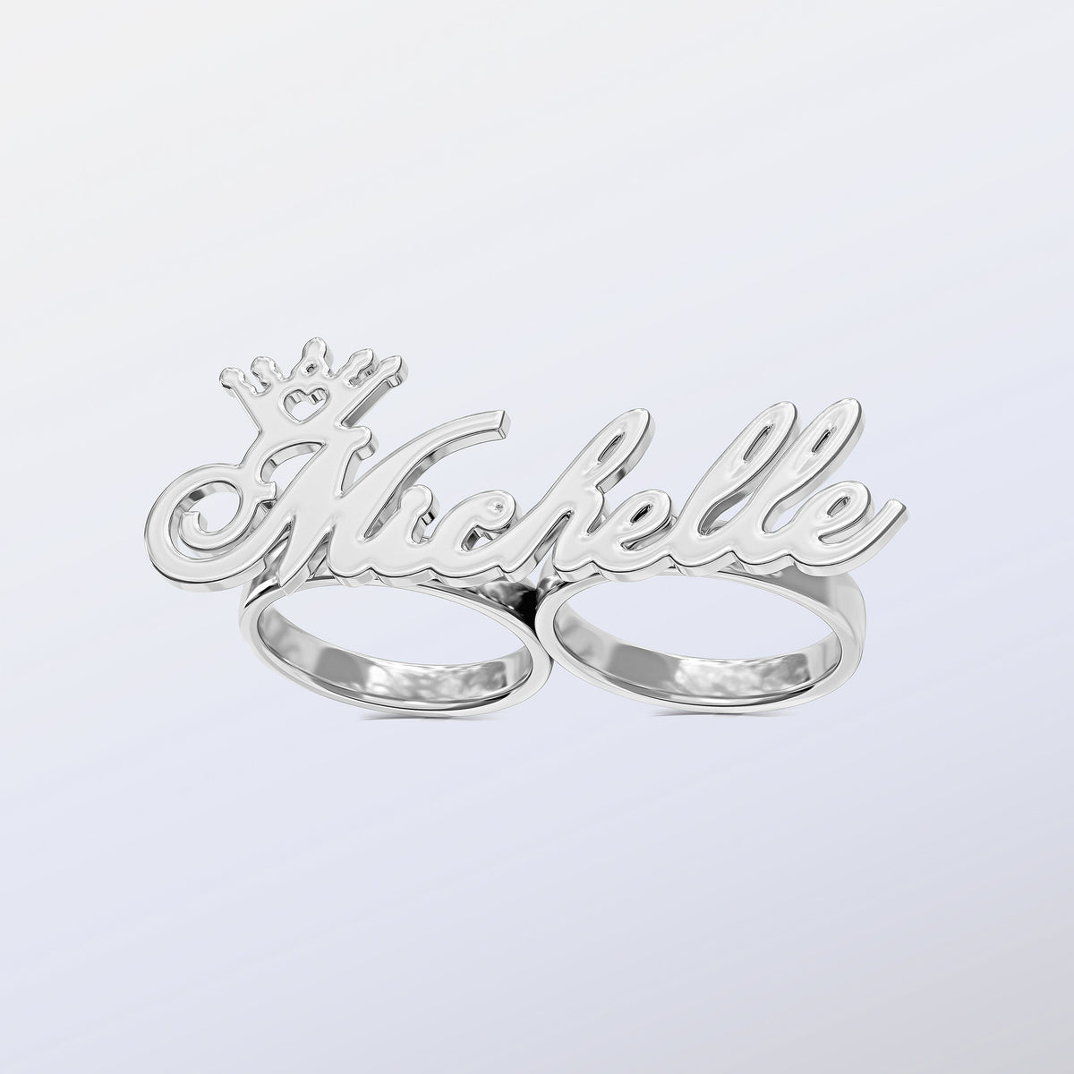 Personalized Two Finger Crown Name Ring  &quot;Michelle&quot; - Unisex