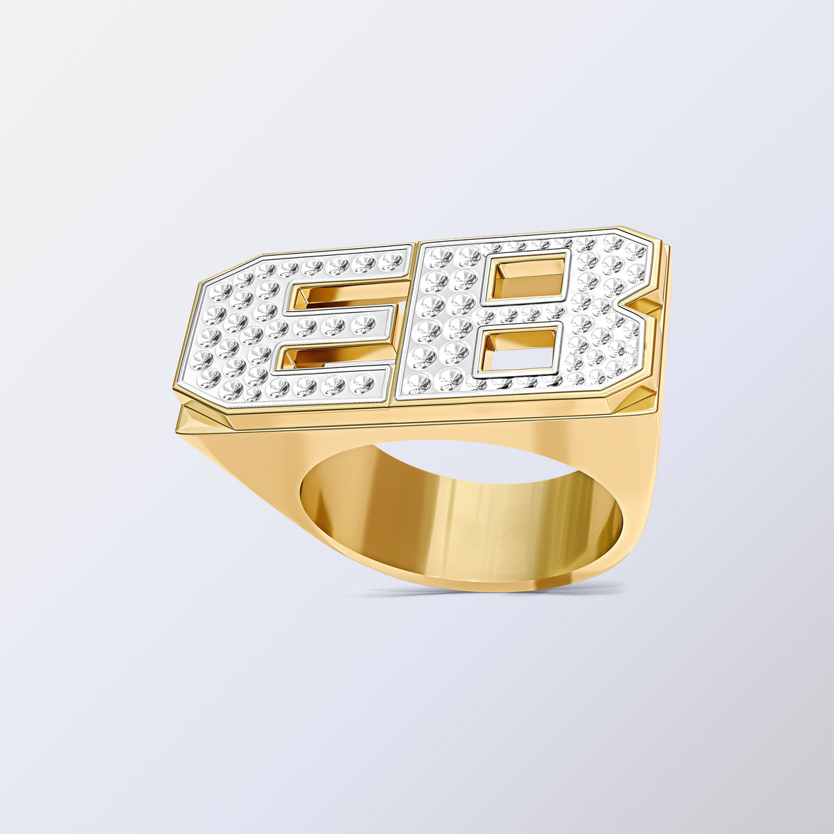 Custom Initial Number Ring - Beaded Name Ring