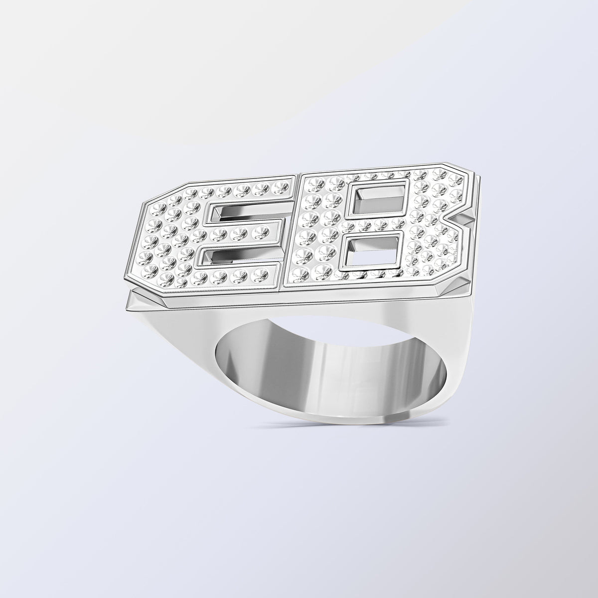 Custom Initial Number Ring - Beaded Name Ring