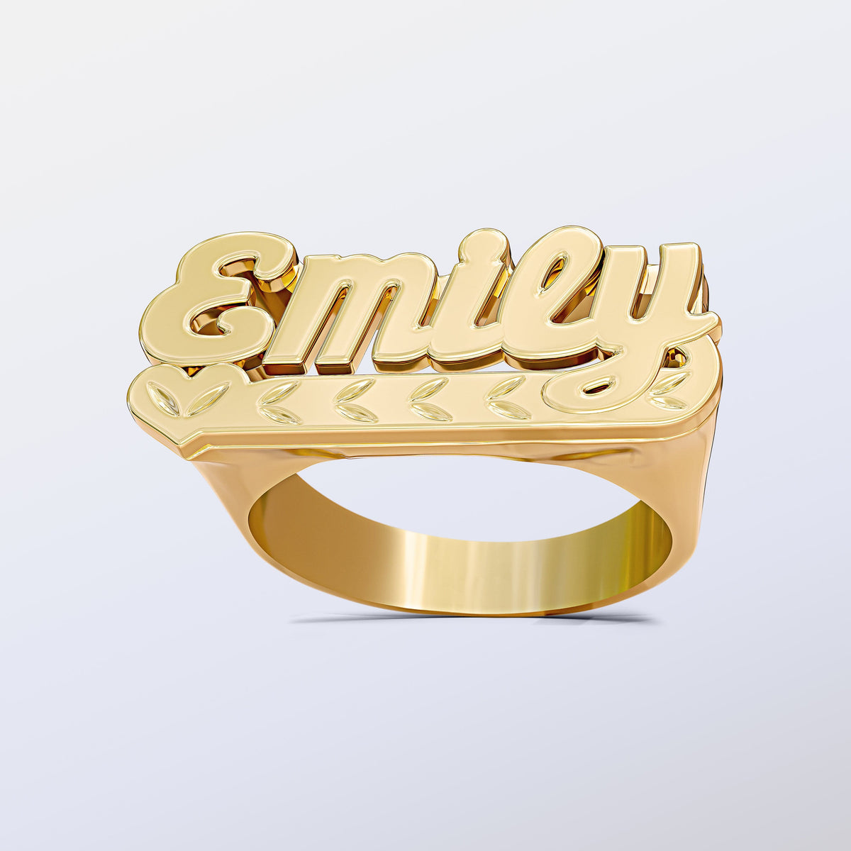 Personalized Name Ring w/ Diamond Cut &quot;Emily&quot;