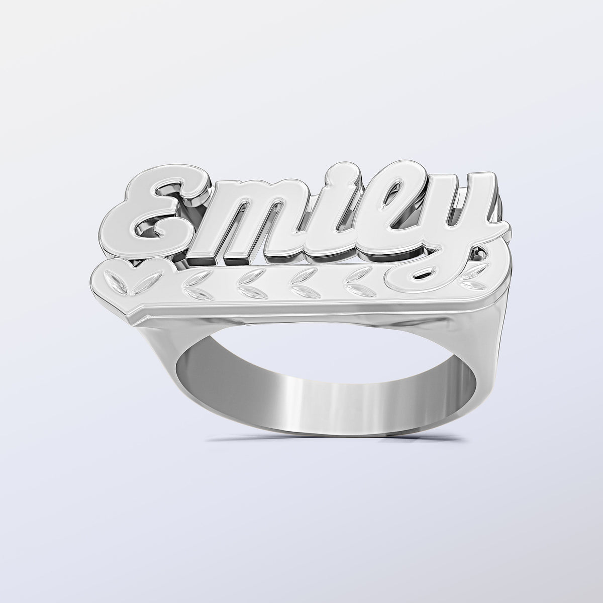 Personalized Name Ring w/ Diamond Cut &quot;Emily&quot;