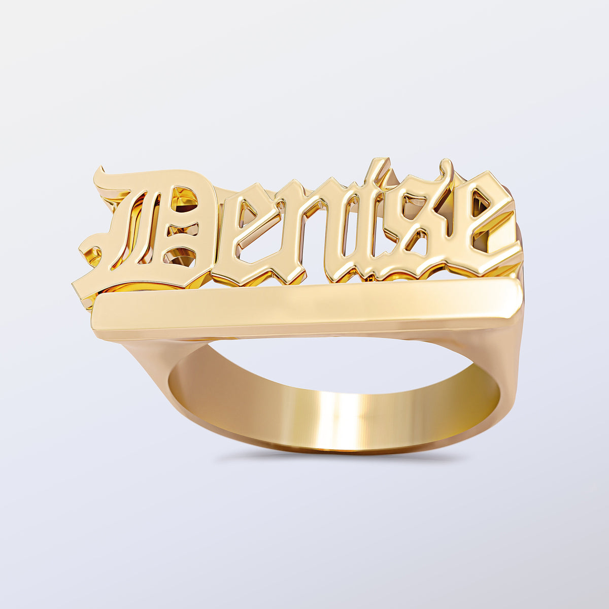 Custom Name Ring with Old English Lettering &quot;Denise&quot;